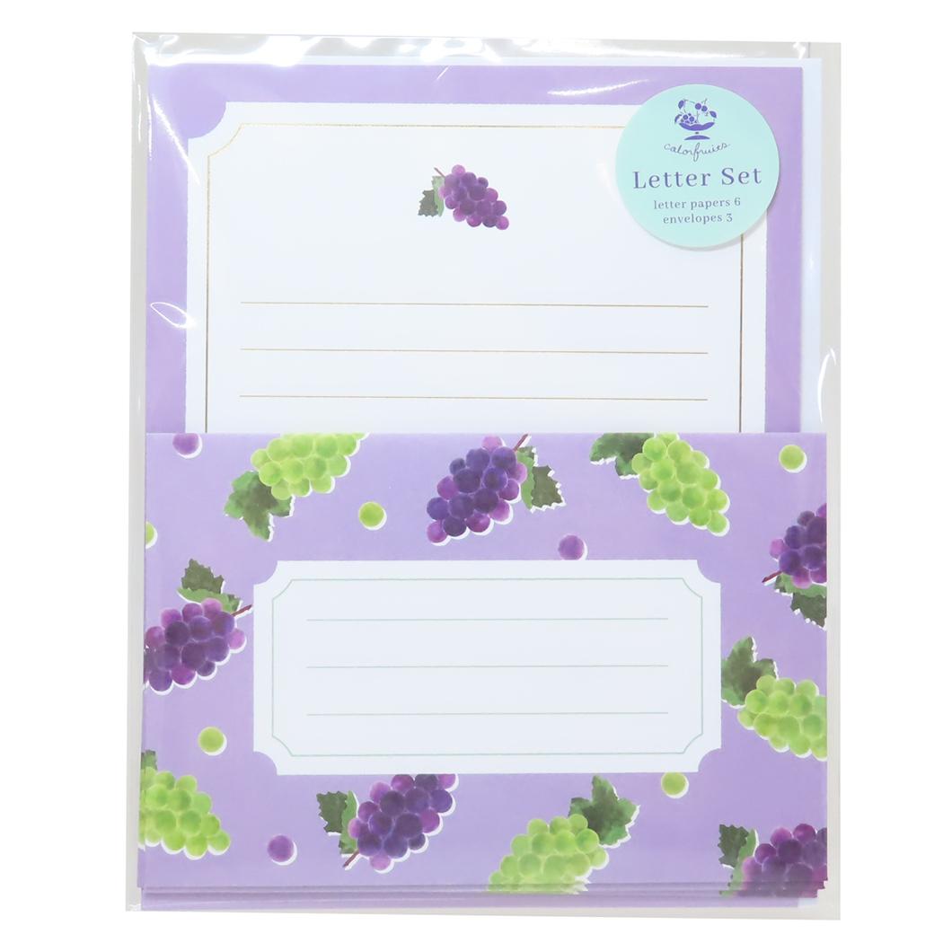 レターセット 手紙セット colorfruits grape Green Flash 便箋＆封筒 かわいい メール便可