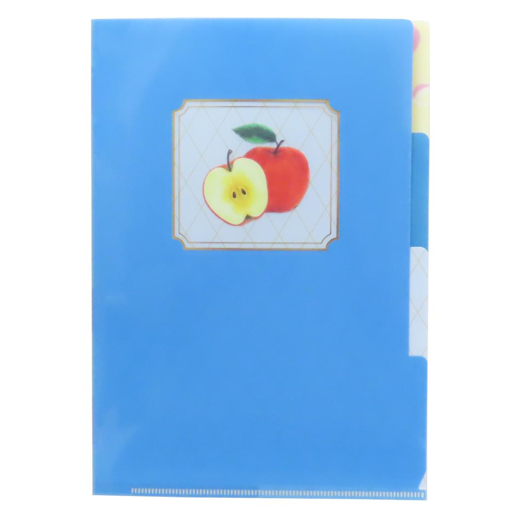 A5ポケットクリアファイル ポケットファイル colorfruits apple 新入学 Green Flash 新学期準備文具 かわいい メール便可