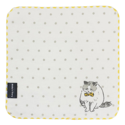 ガーゼハンカチ ミニタオル Mobu's Diary Ribbon Green Flash 汗拭きタオル かわいい メール便可