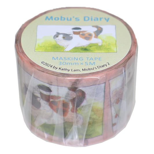 30mmマステ マスキングテープ 三毛猫モブは猫缶を稼ぎたい Mobu's Diary Mobu's day ねこ Green Flash かわいい