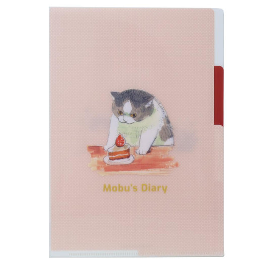 A5ポケットクリアファイル ポケットファイル 三毛猫モブは猫缶を稼ぎたい Mobu's Diary Cake ねこ Green Flash かわいい メール便可