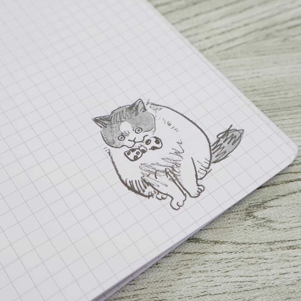 A5 綴じノート 方眼ノート 三毛猫モブは猫缶を稼ぎたい Mobu's Diary Ribbon ねこ Green Flash 新学期準備文具 メール便可