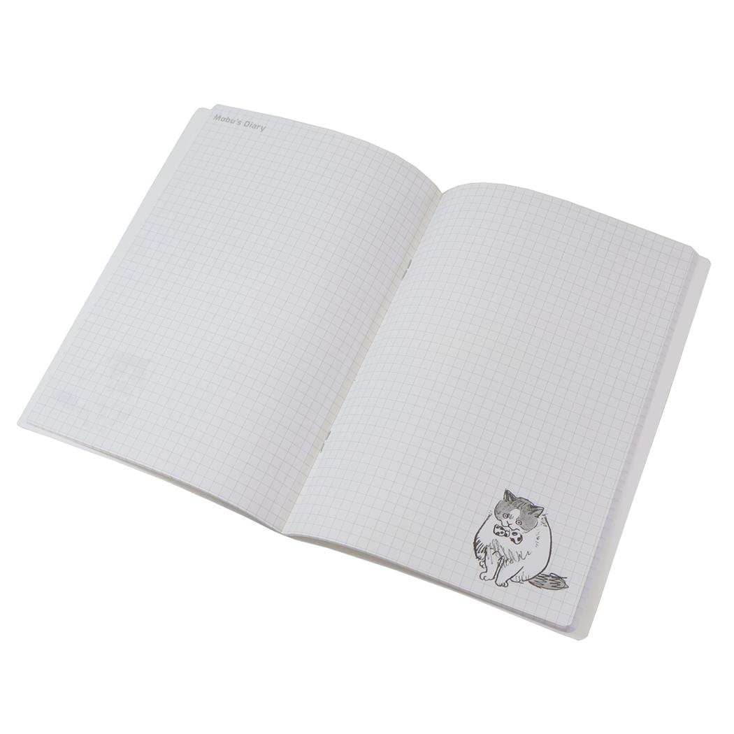 A5 綴じノート 方眼ノート 三毛猫モブは猫缶を稼ぎたい Mobu's Diary Sleep ねこ Green Flash 新学期準備文具 メール便可