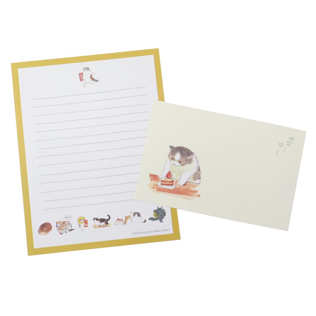 三毛猫モブは猫缶を稼ぎたい Mobu's Diary 手紙セット レターセット Cake ねこ Green Flash 便箋＆封筒 キャラクター グッズ メール便可 シネマコレクション