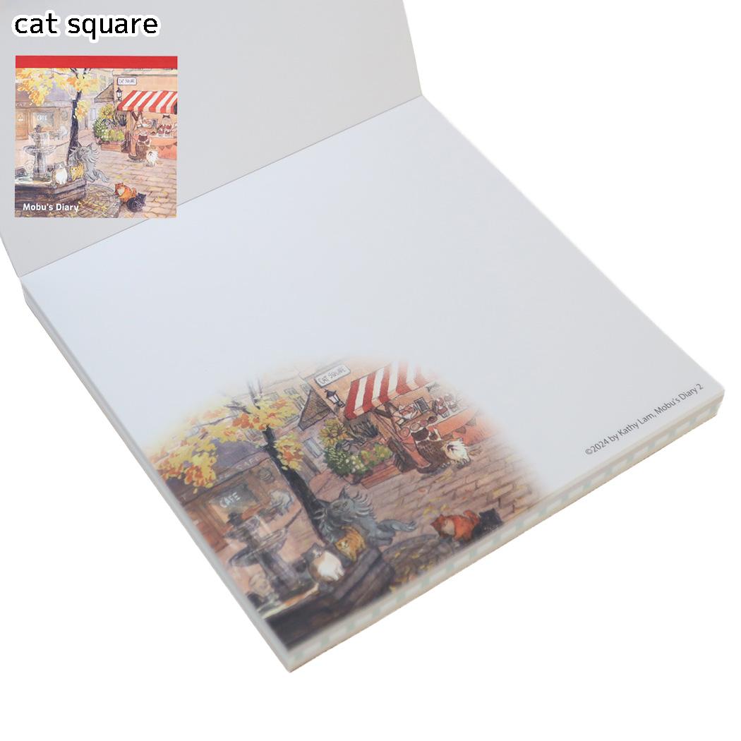 三毛猫モブ メモ帳 メモパッド・スクエア cat square Green Flash