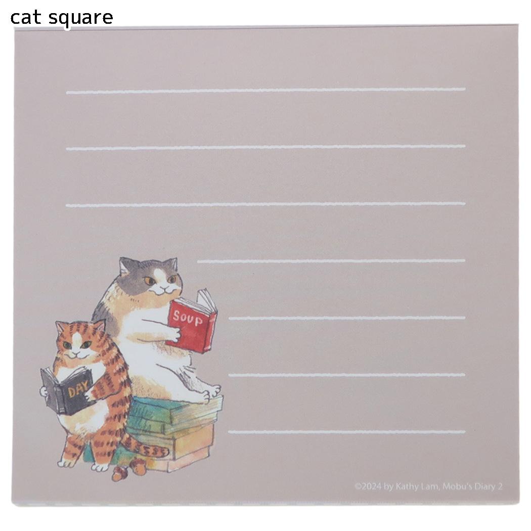三毛猫モブ メモ帳 メモパッド・スクエア cat square Green Flash