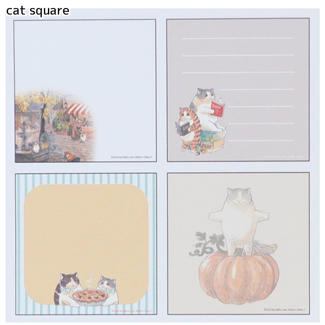 三毛猫モブ メモ帳 メモパッド・スクエア cat square Green Flash