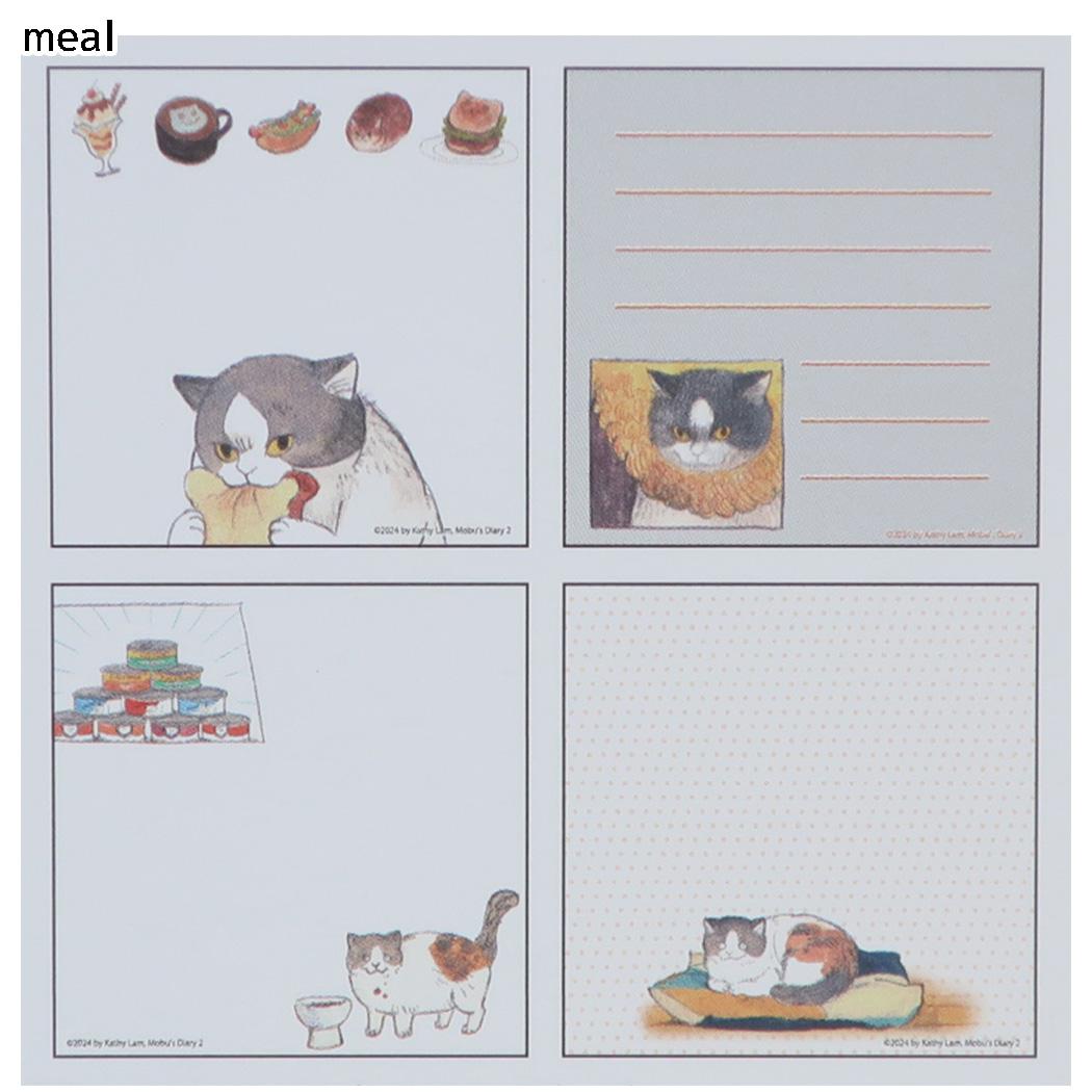 三毛猫モブ メモ帳 メモパッド・スクエア meal Green Flash