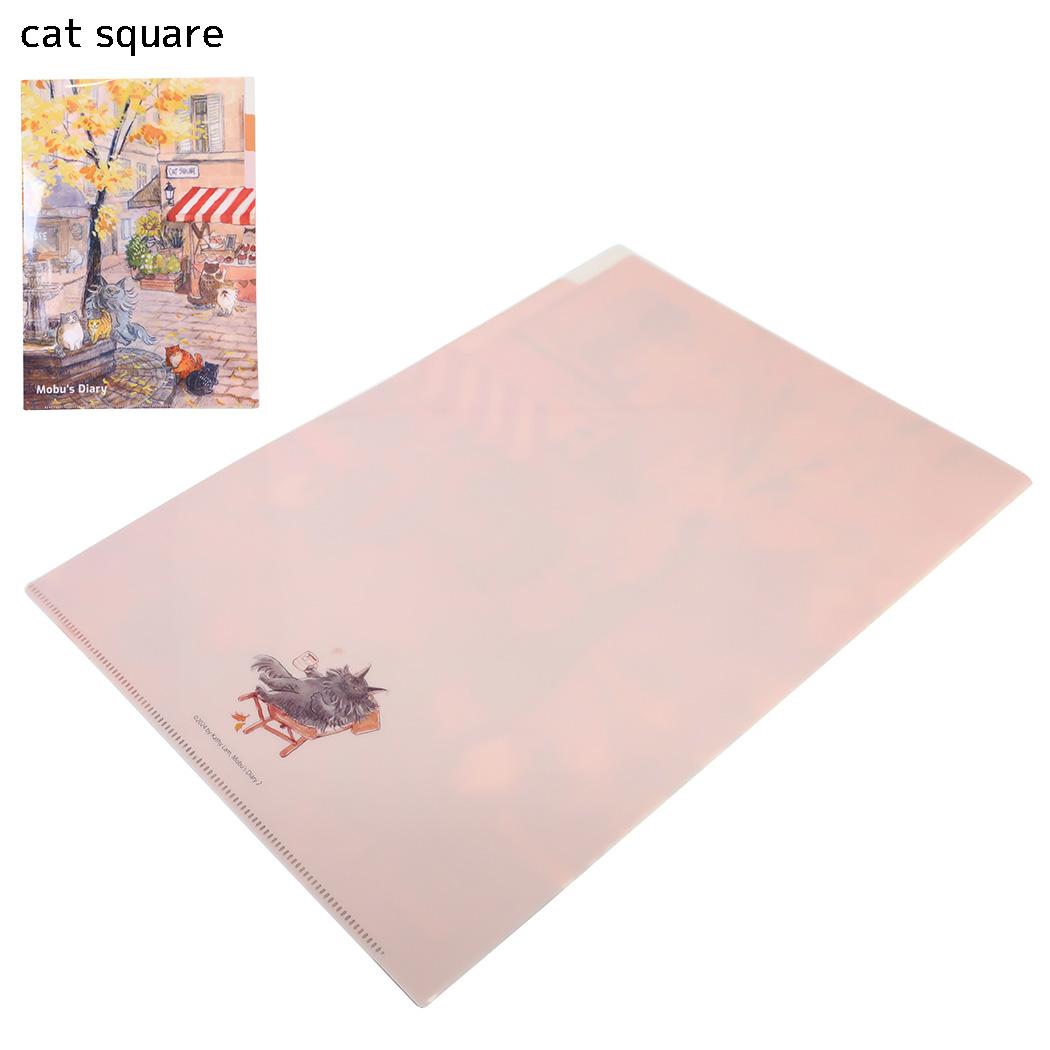 三毛猫モブ クリアホルダー A4 ポケットクリアファイル cat square Green Flash