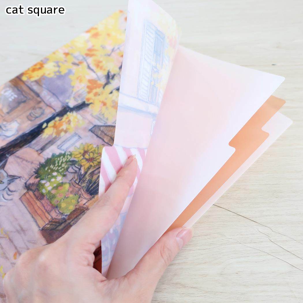 三毛猫モブ クリアホルダー A4 ポケットクリアファイル cat square Green Flash