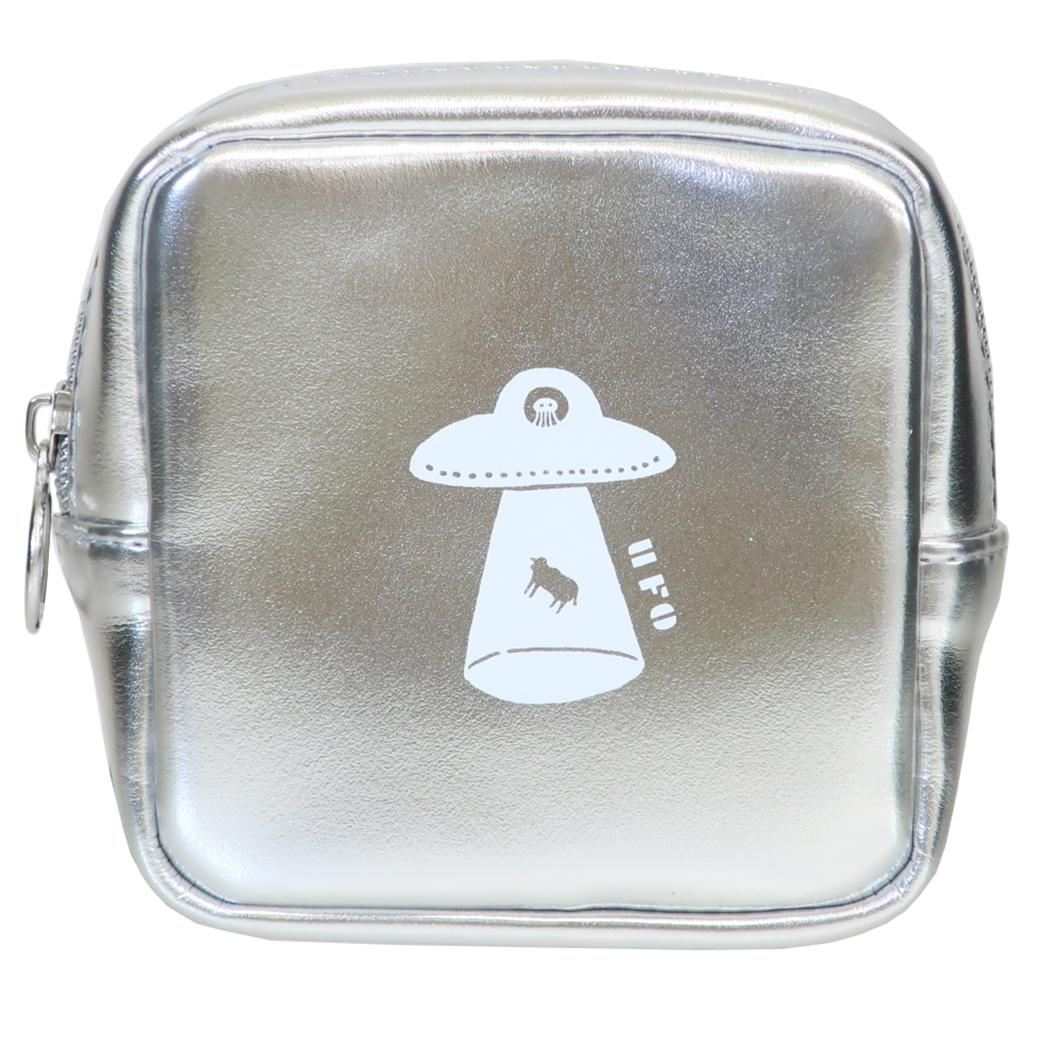 ミカクニン コスメポーチ 合皮BOXポーチ UFO Green Flash