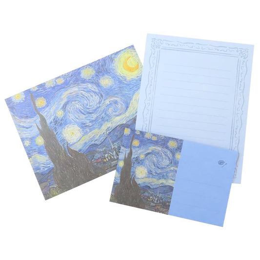 レターセット 手紙セット DAILY MUSEUM 星月夜 Green Flash 便箋＆封筒 ゴッホ 名画 メール便可