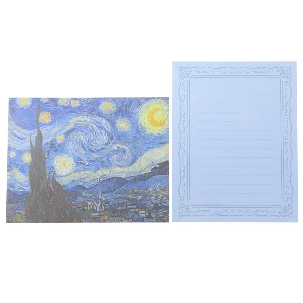 レターセット 手紙セット DAILY MUSEUM 星月夜 Green Flash 便箋＆封筒 ゴッホ 名画 メール便可