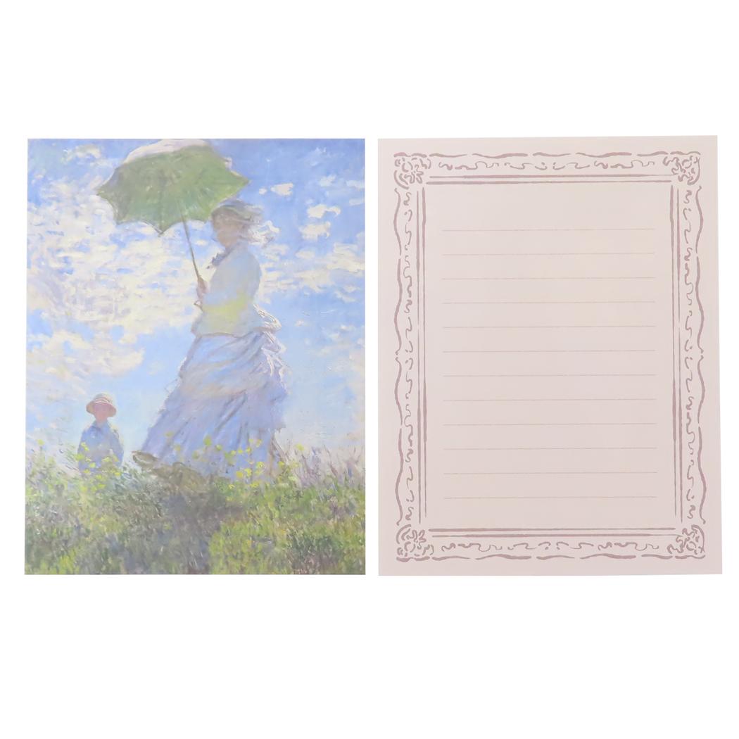 レターセット 手紙セット DAILY MUSEUM 散歩 日傘をさす女性 Green Flash 便箋＆封筒 モネ 名画 メール便可