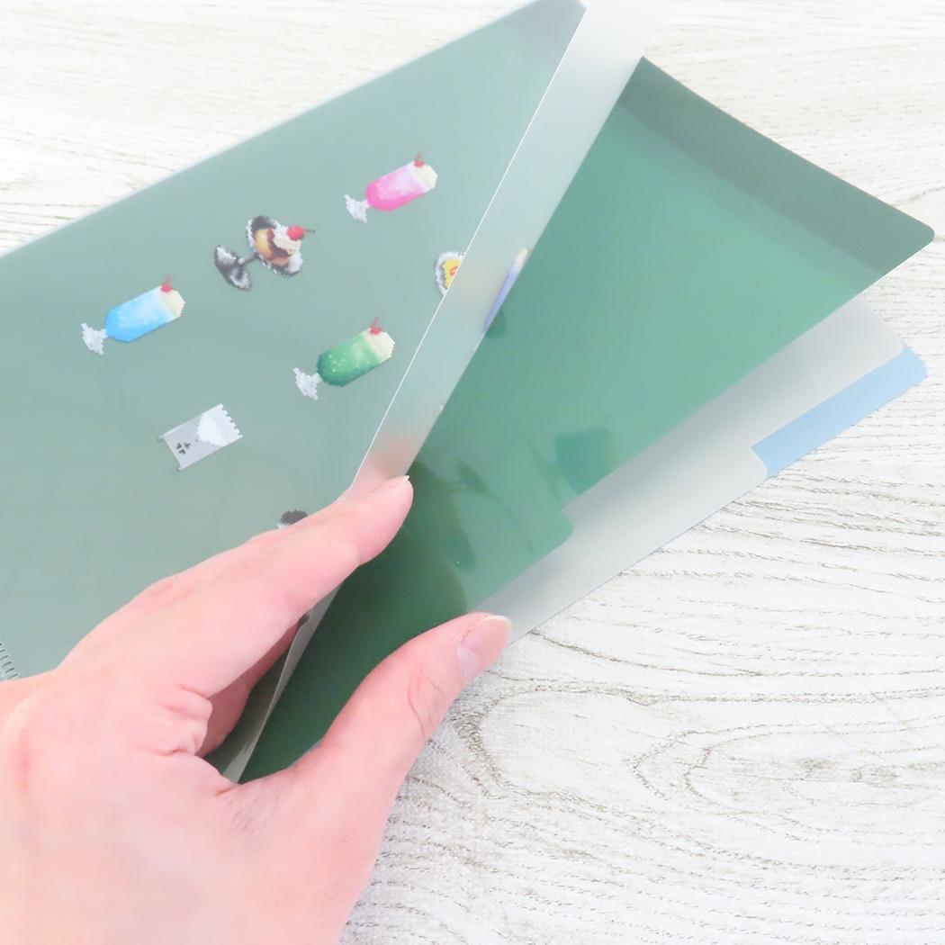 A5ポケットクリアファイル ポケットファイル ピクセルック 喫茶店 Green Flash 新学期準備文具 かわいい メール便可
