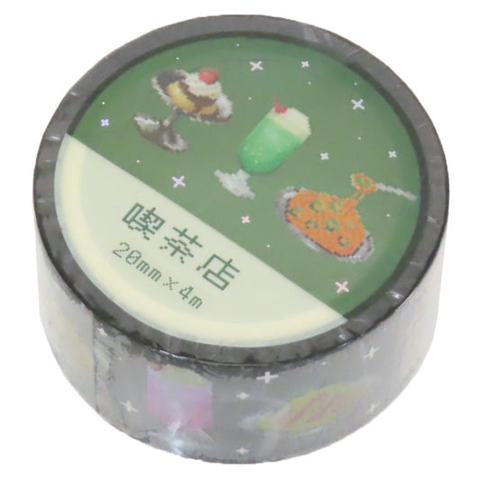 オーロラ箔クリアマスキングテープ 20mmマステ マスキングテープ ピクセルック 喫茶店 Green Flash デコレーション DECOテープ メール便可