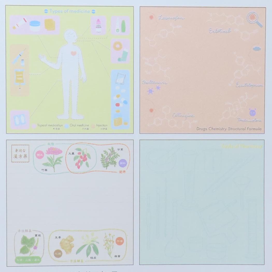 メモパッド スクエア メモ帳 STUDY HOLIC 薬学 Green Flash 新学期準備文具 事務用品 学び 学問 メール便可