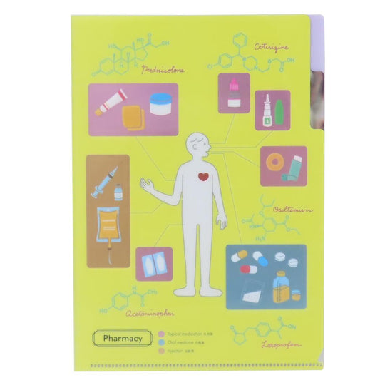 A5ポケットクリアファイル ポケットファイル STUDY HOLIC 薬学 Green Flash 新学期準備文具 学び 学問 メール便可