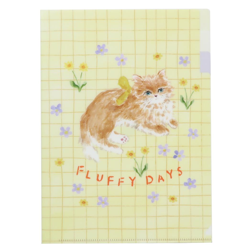 A5ポケットクリアファイル ポケットファイル 利光春華 yellow ribbon cat Green Flash 新学期準備文具 おしゃれ メール便可