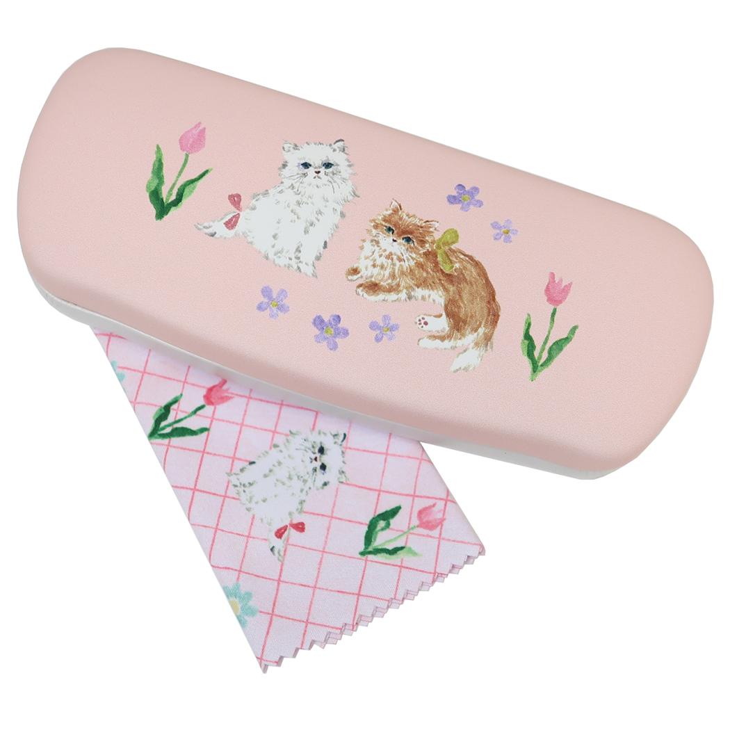 メガネケース＆クロスセット 眼鏡ケース 利光春華 cat Green Flash ハードタイプ めがね拭き