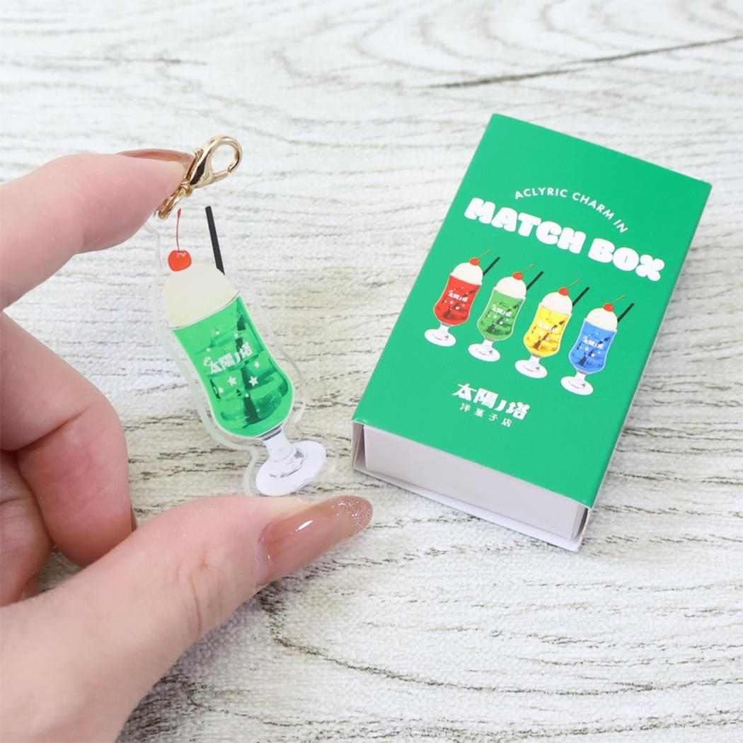 マッチ箱入りチャーム ファスナーマスコット 太陽ノ塔洋菓子店 クリームソーダ Green Flash 目印 アクリルチャーム メール便可
