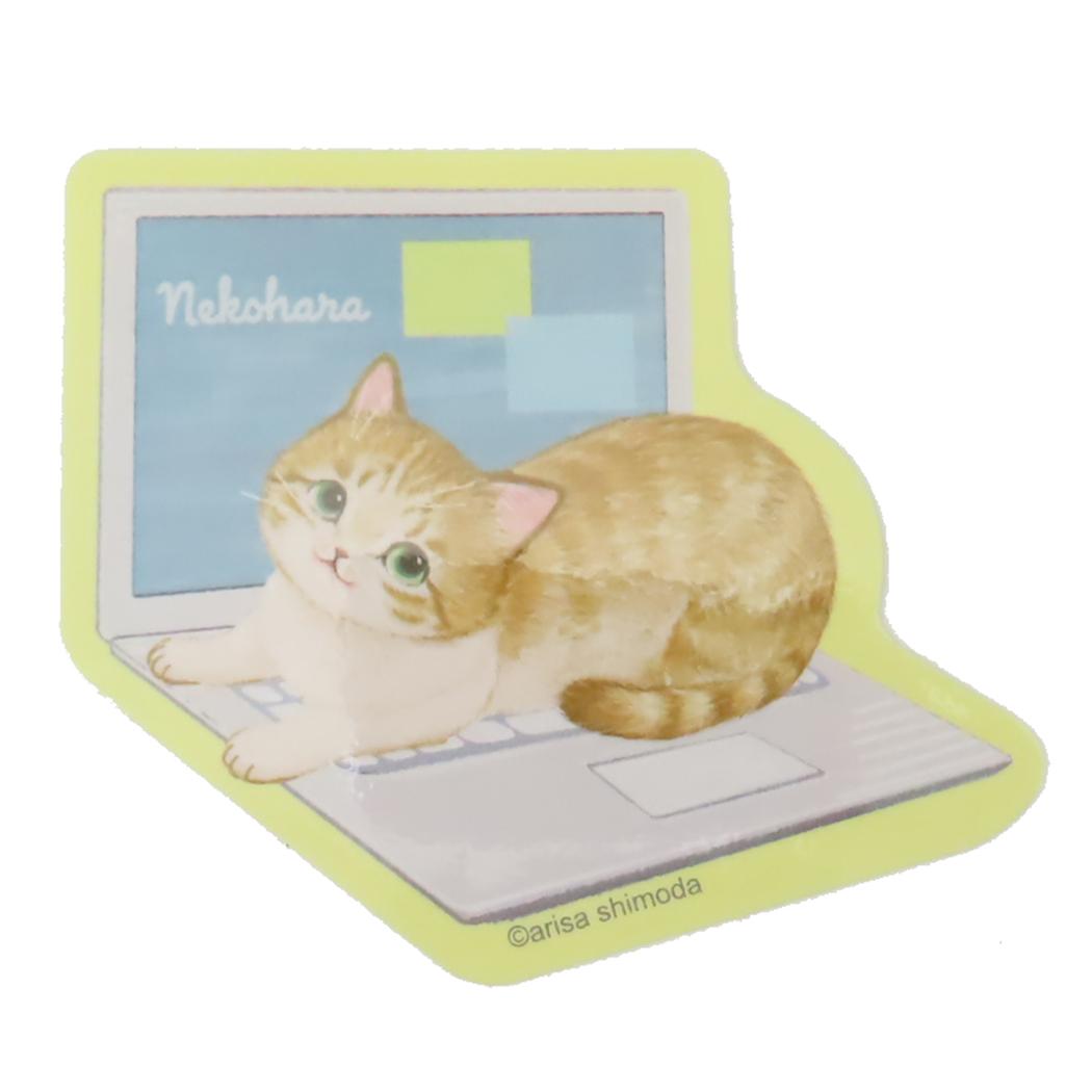 ダイカットステッカー ダイカットシール ねこハラ 茶トラ白 ねこ 学研ステイフル デコシール かわいい メール便可