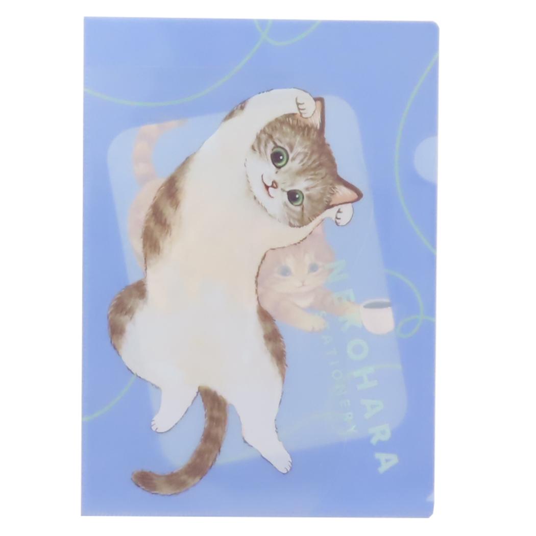 A4ポケットファイル ポケットファイル ねこハラ ブルー 新入学 ねこ 学研ステイフル 新学期準備文具 かわいい メール便可