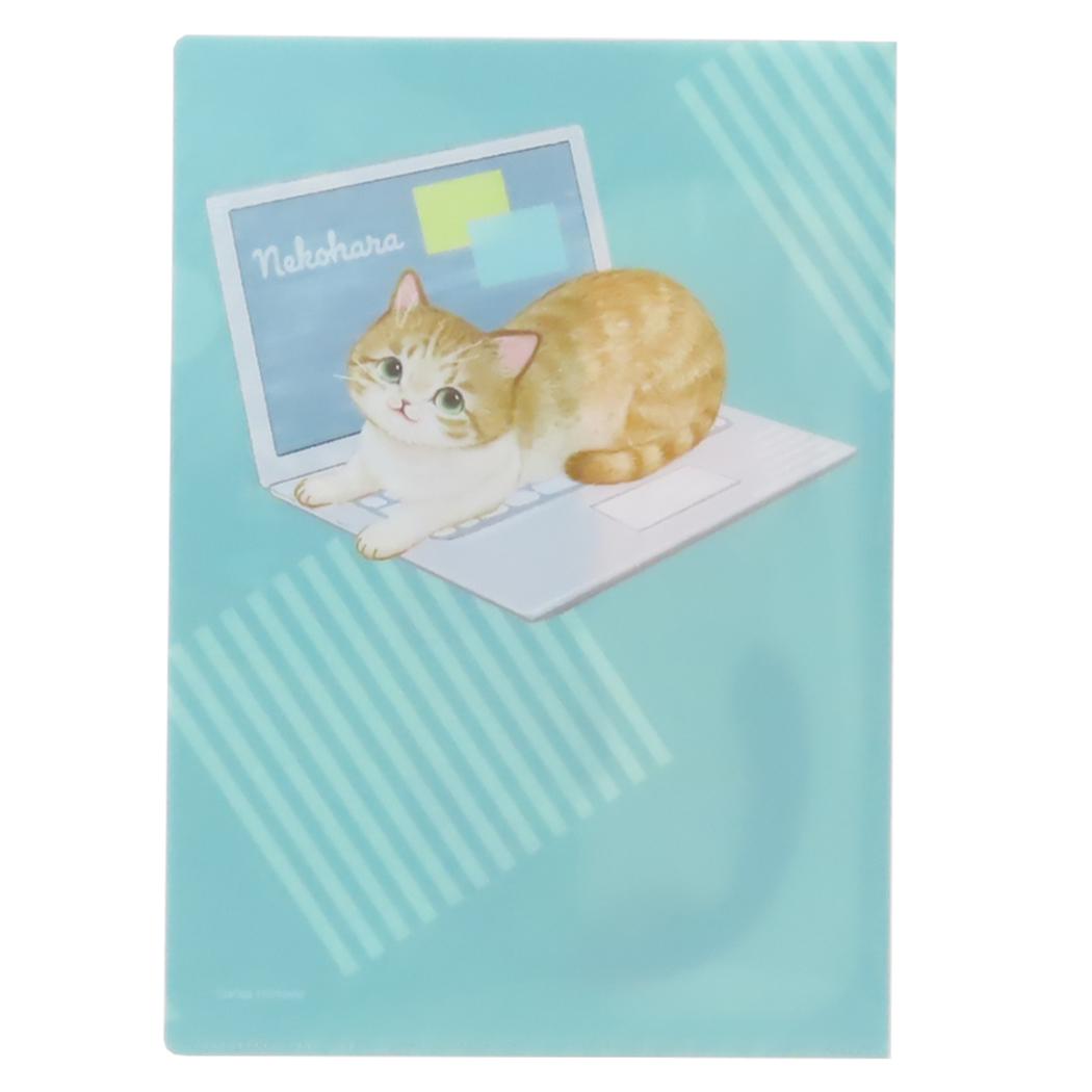 A4ポケットファイル ポケットファイル ねこハラ グリーン 新入学 ねこ 学研ステイフル 新学期準備文具 かわいい メール便可