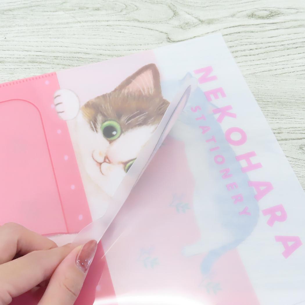 A4ポケットファイル ポケットファイル ねこハラ ピンク 新入学 ねこ 学研ステイフル 新学期準備文具 かわいい メール便可