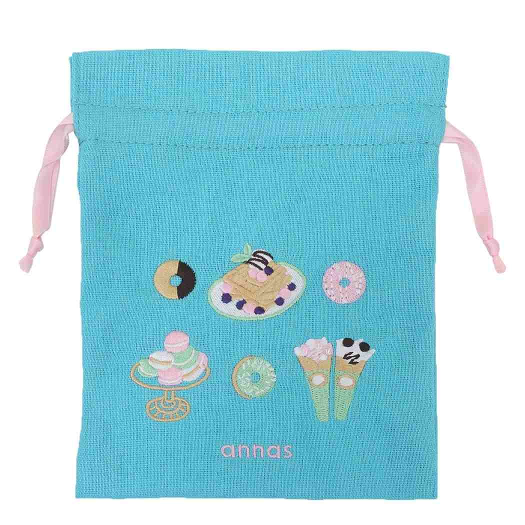 刺繍ミニ巾着 巾着袋 annas アンナス マカロン 学研ステイフル きんちゃくポーチ 小物入れ おしゃれ メール便可