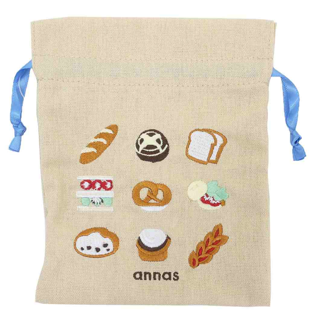 刺繍ミニ巾着 巾着袋 annas アンナス パン 学研ステイフル きんちゃくポーチ 小物入れ おしゃれ メール便可