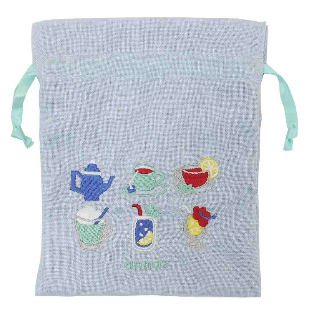 刺繍ミニ巾着 巾着袋 annas アンナス ドリンク 学研ステイフル きんちゃくポーチ 小物入れ おしゃれ メール便可