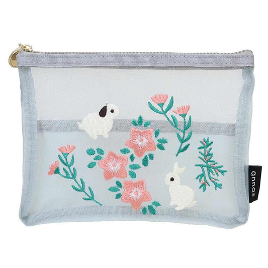 annas アンナス フラットポーチ 刺繍メッシュポーチ ウサギ 学研ステイフル 小物入れ おしゃれ グッズ メール便可 シネマコレクション