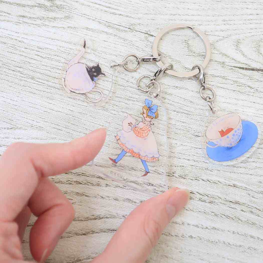 3連アクリルキーホルダー キーリング くらはしれい 紅茶 学研ステイフル 3チャーム アクキー おしゃれ レトロ ガーリー メール便可