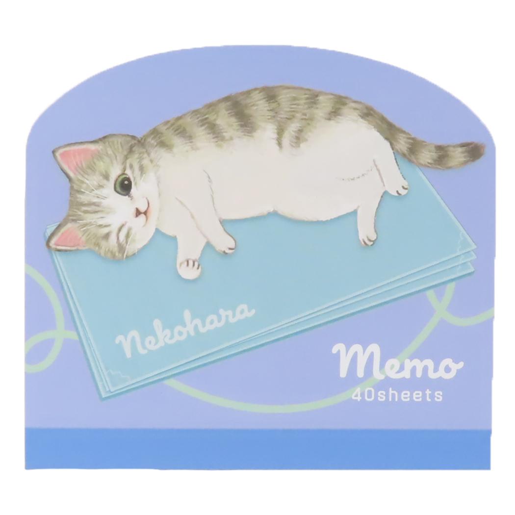 ダイカットメモ メモ帳 ねこハラ ブルー 新入学 ねこ 学研ステイフル 新学期準備文具 かわいい メール便可