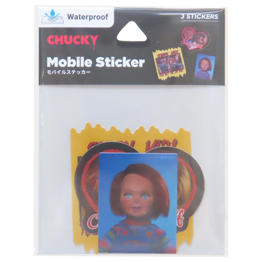 モバイルステッカー 3枚入り ダイカットシール CHUCKY チャッキー グルマンディーズ デコシール スマホデコ 映画メール便可