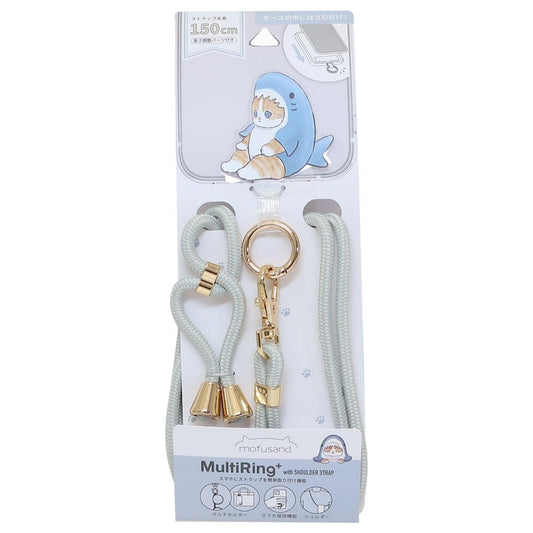 マルチリングプラス ストラップセット ホールドリング モフサンド サメにゃん mofusand グルマンディーズ ショルダーストラップ スマホショルダー スマホリング メール便可