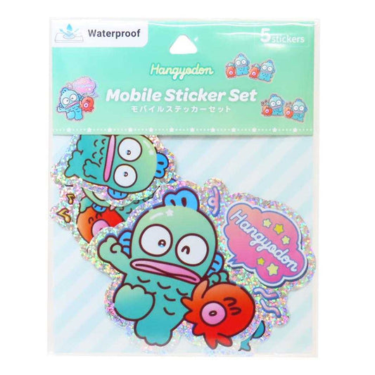 モバイルステッカー 5枚セット ダイカットシール ハンギョドン サンリオ グルマンディーズ デコシール スマホデコ メール便可