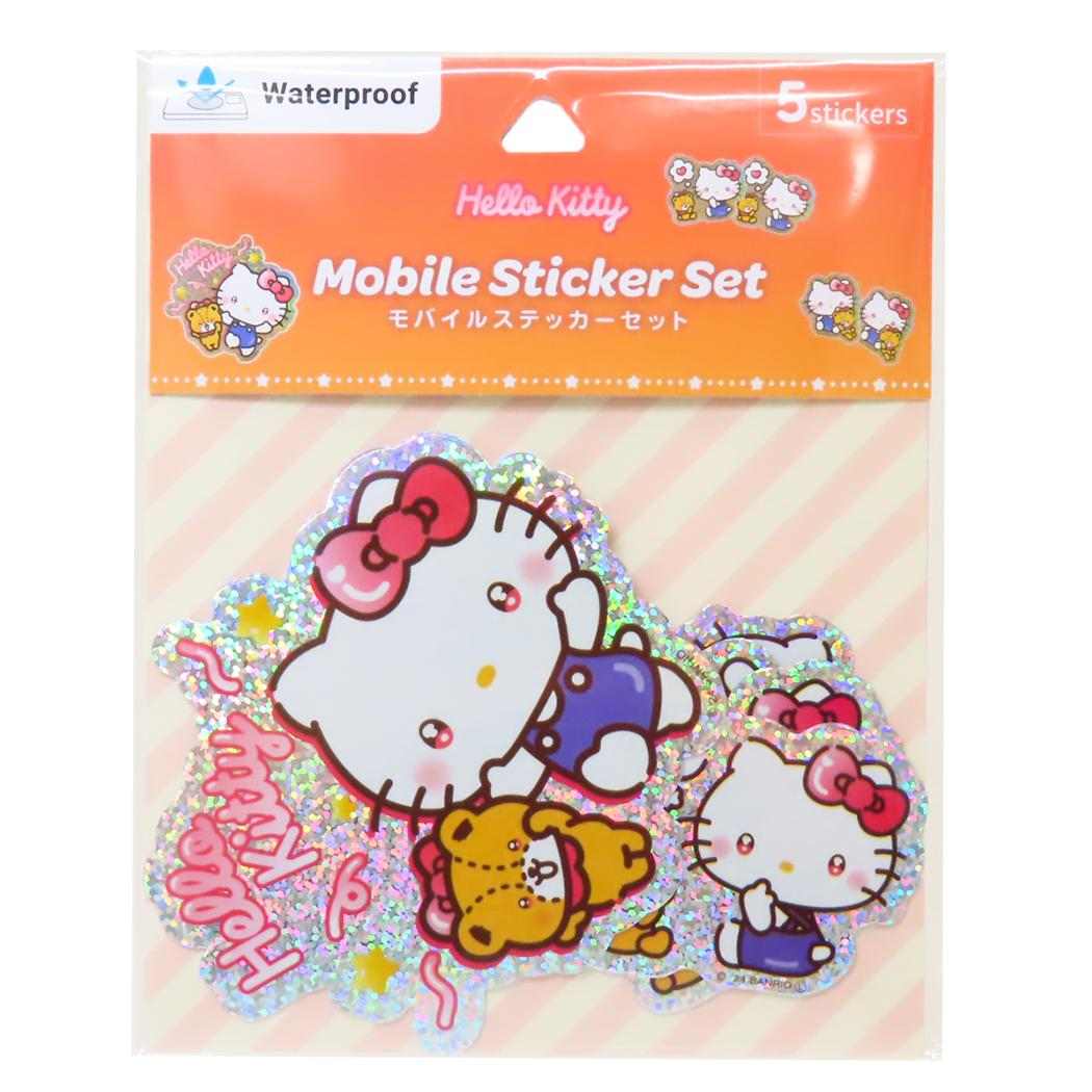 モバイルステッカー 5枚セット ダイカットシール ハローキティ サンリオ グルマンディーズ デコシール スマホデコ メール便可
