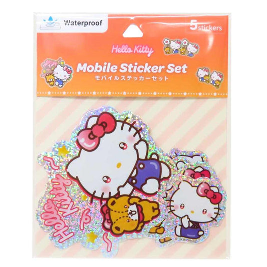 モバイルステッカー 5枚セット ダイカットシール ハローキティ サンリオ グルマンディーズ デコシール スマホデコ メール便可