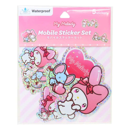モバイルステッカー 5枚セット ダイカットシール マイメロディ サンリオ グルマンディーズ デコシール スマホデコ メール便可