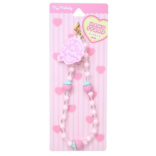 モバイルハンドストラップ スマホアクセ マイメロディ サンリオ グルマンディーズ ビーズ 落下防止 モバイルストラップ メール便可