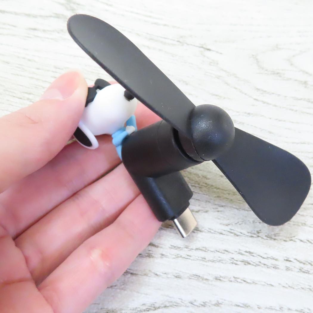 コネクタ付きミニクールファン USB Type-C 携帯用扇風機 スヌーピー ジョー クール ピーナッツ グルマンディーズ ミニ扇風機 小型扇風機 ハンディ メール便可