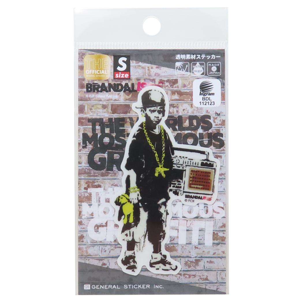 透明素材ステッカー ダイカットシール バンクシー BRANDALISED Boy With Teddy ゼネラルステッカー デコステッカー 耐水耐光 メール便可
