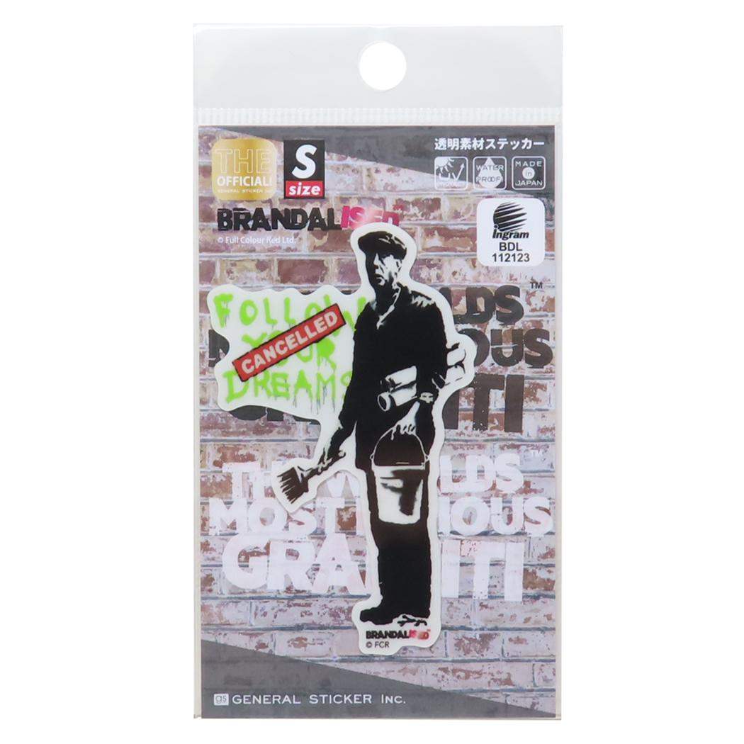 透明素材ステッカー ダイカットシール バンクシー BRANDALISED Follow Your Dreams ゼネラルステッカー デコステッカー 耐水耐光 メール便可