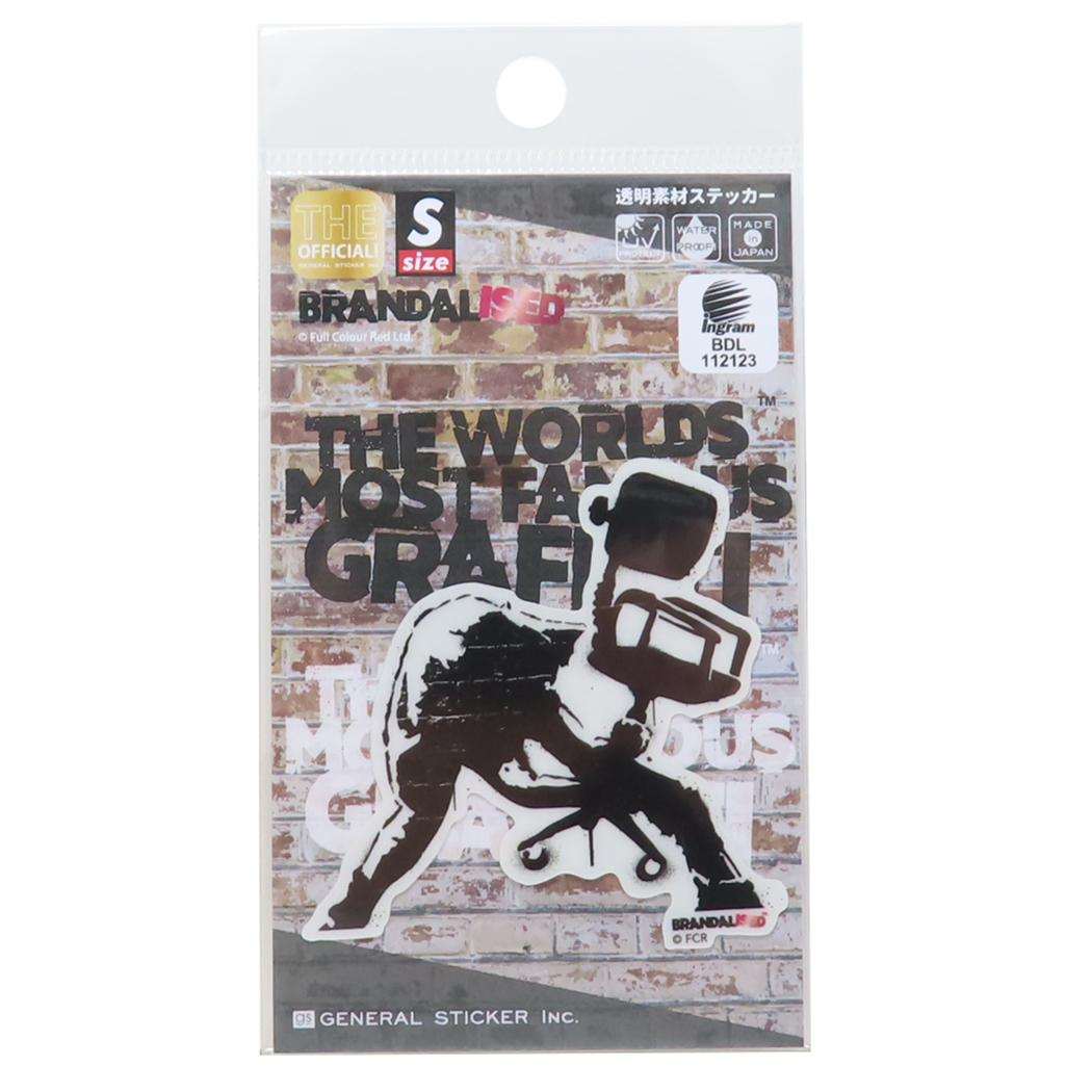 透明素材ステッカー ダイカットシール バンクシー BRANDALISED White Riot ゼネラルステッカー デコステッカー 耐水耐光 メール便可