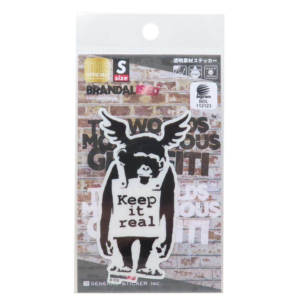 透明素材ステッカー ダイカットシール バンクシー BRANDALISED Keep It Real Monkey ゼネラルステッカー デコステッカー 耐水耐光 メール便可