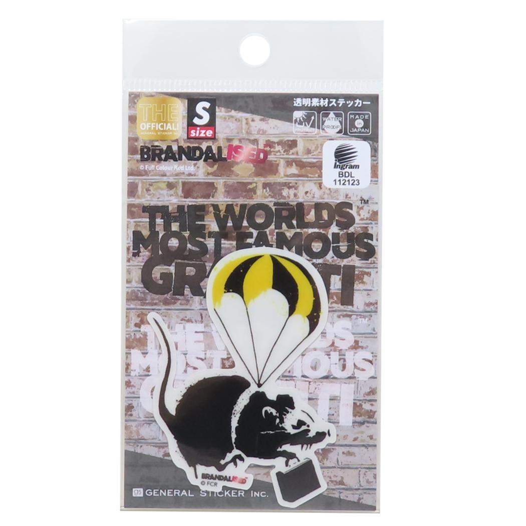 透明素材ステッカー ダイカットシール バンクシー BRANDALISED Briefcase Parachute Rat ゼネラルステッカー デコステッカー 耐水耐光 メール便可
