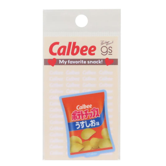 グリッターミニステッカー ダイカットシール カルビー ポテトチップス うすしお味 お菓子パッケージ ゼネラルステッカー 耐水耐光 メール便可