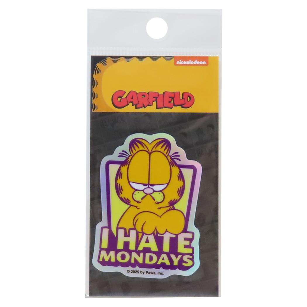 ホログラムミニステッカー ダイカットシール ガーフィールド I HATE MONDAYS ゼネラルステッカー 耐水耐光 デコステッカー メール便可